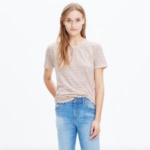 Madewell Whisper Cotton Tee (Red and Navy Striped)